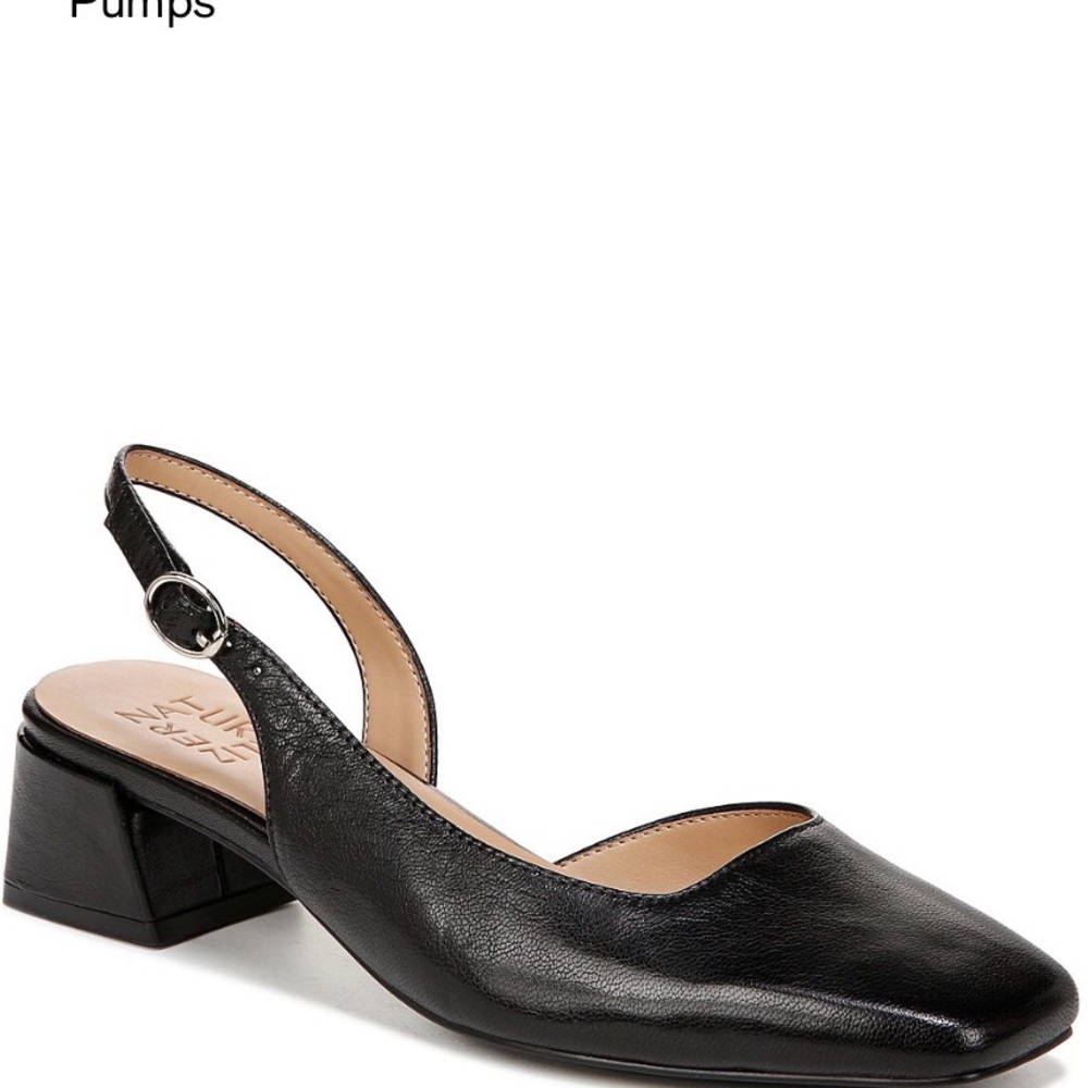 Naturalizer Black Leather Slingback Block Heel Mules Size 10M